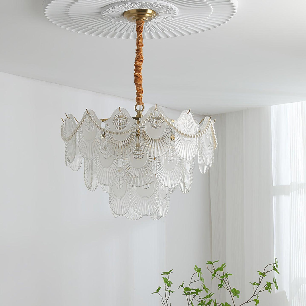 Pearl Glass Shell Curated Mouth-Blown Frosted Gl – unlit natural material contrast