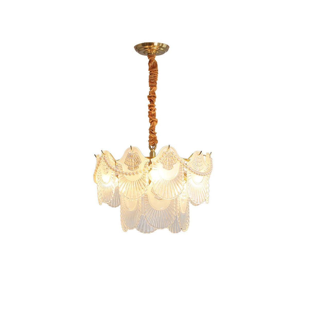 Pearl Glass Shell Curated Mouth-Blown Frosted Gl – illuminated warm ambiance setting #1