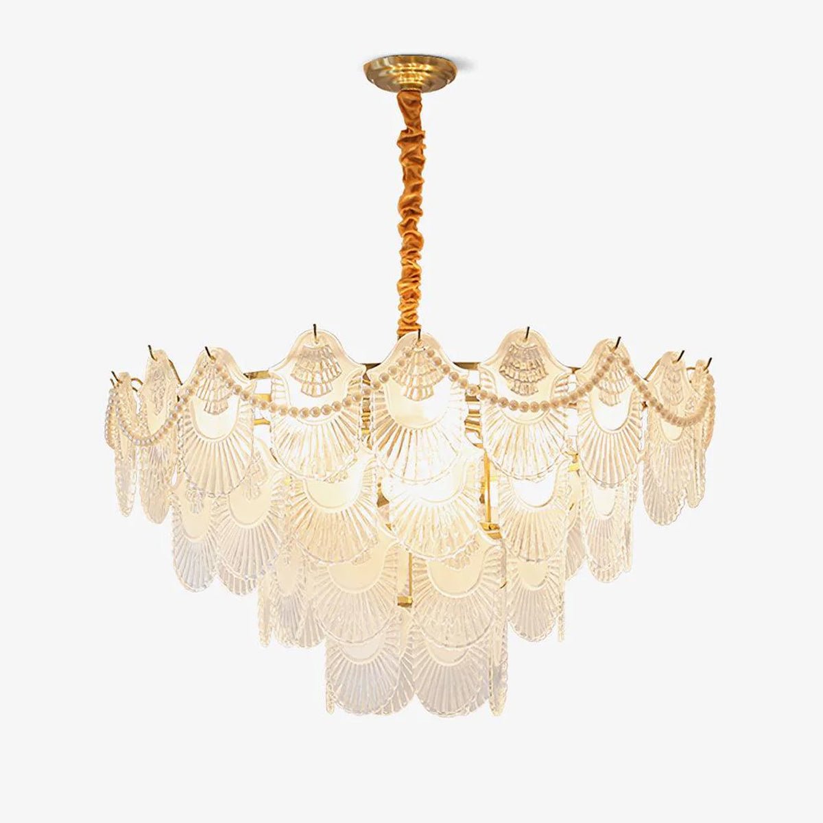 Pearl Glass Shell Curated Mouth-Blown Frosted Gl – Mouth-Blown Frosted Glass Chandelier
