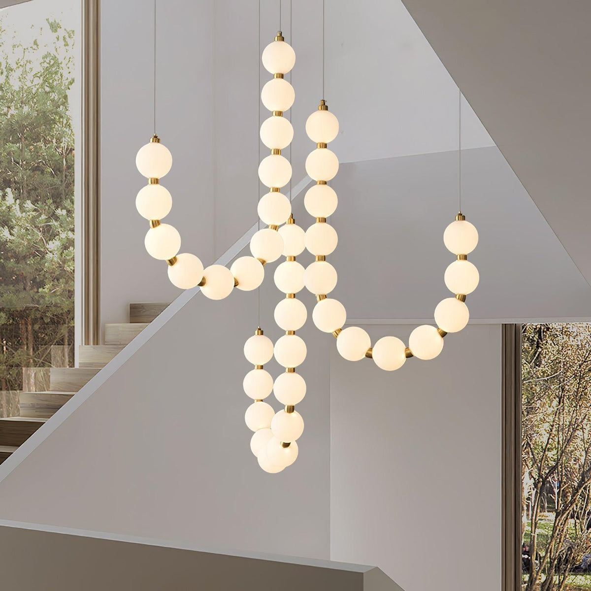 Glass Pearl Necklace Chandelier – Ambient Illumination in Luxury Interior Setting View 4