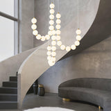 Glass Pearl Necklace Chandelier – Handcrafted Material Texture and Detail View
