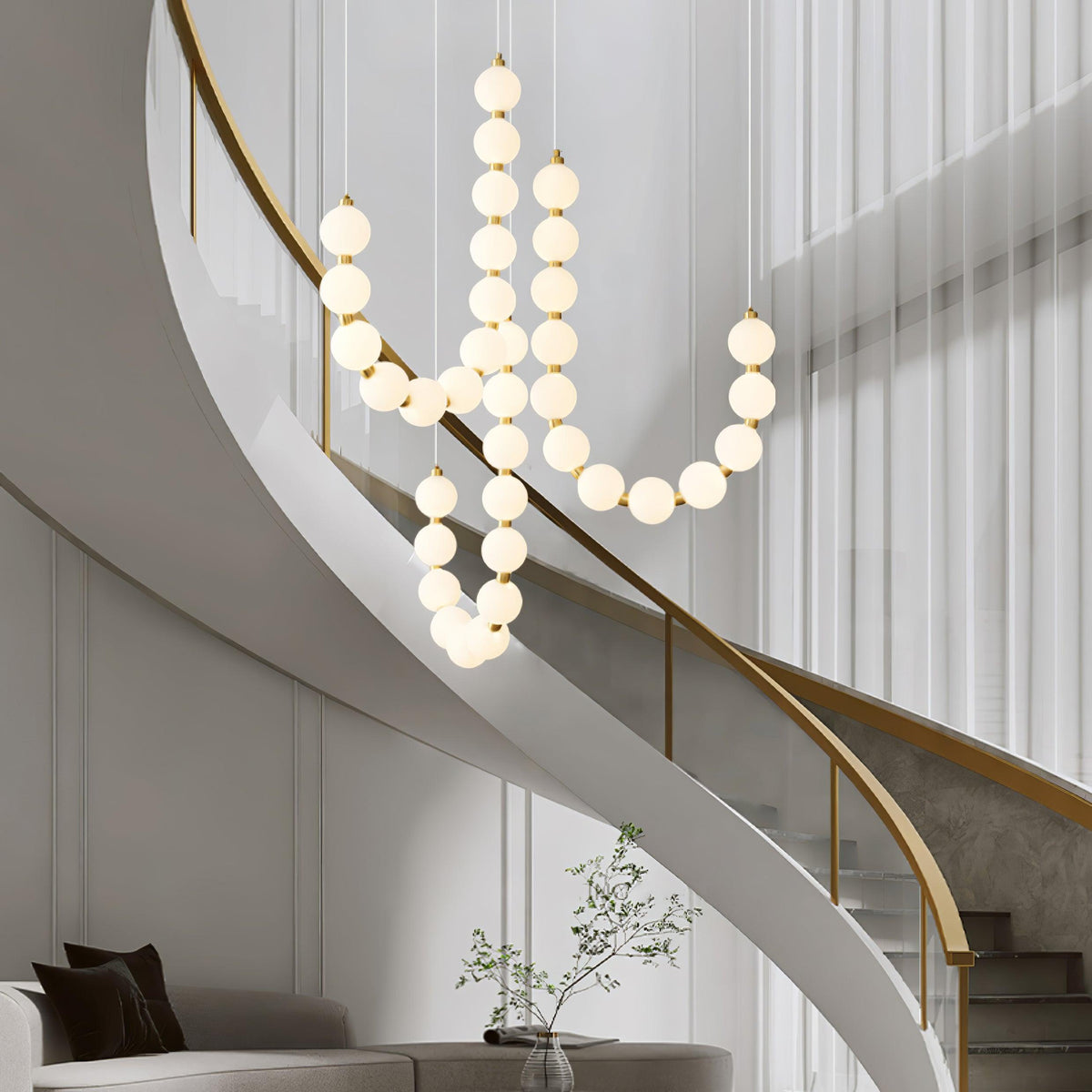 Glass Pearl Necklace Chandelier – Ambient Illumination in Luxury Interior Setting View 3