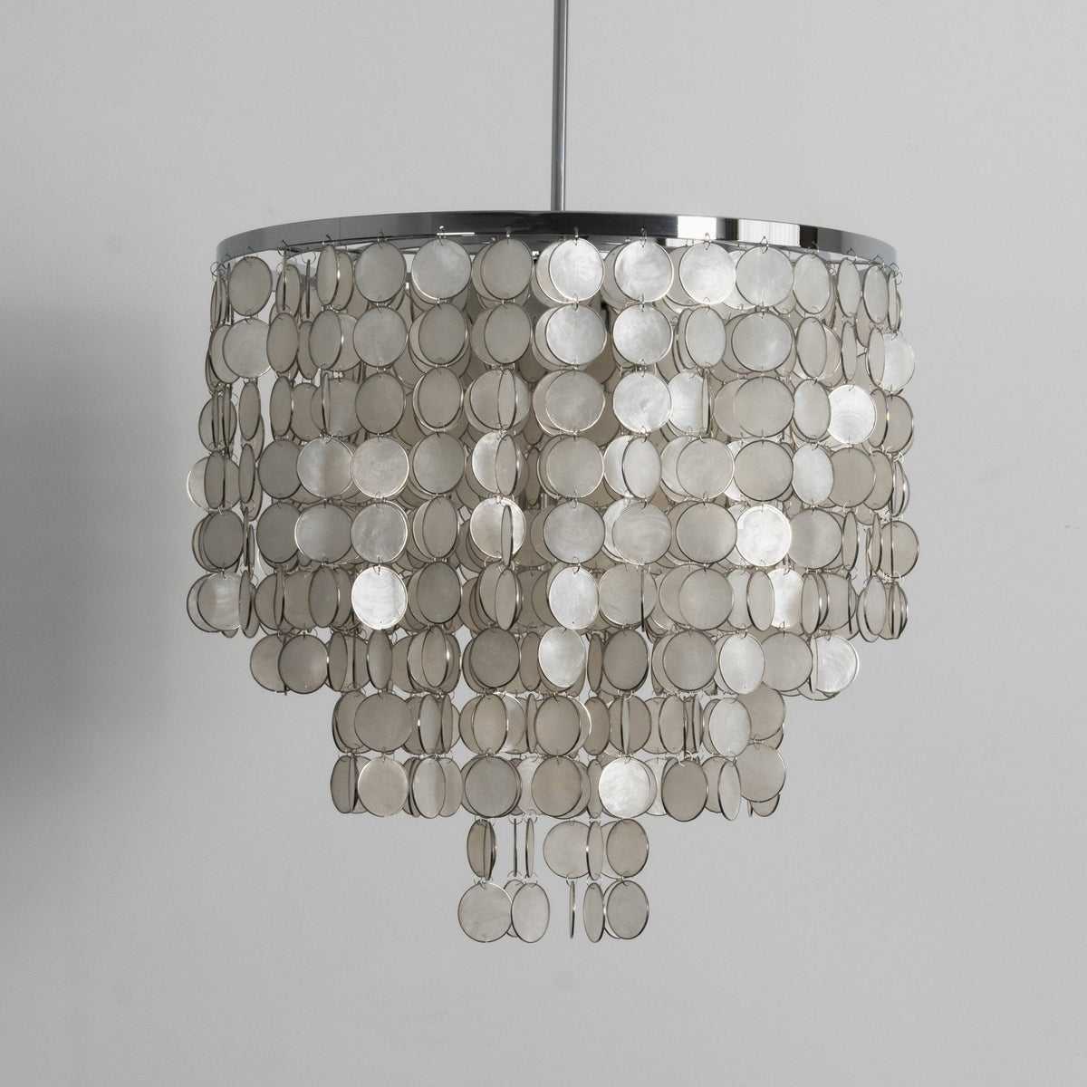 Pearl Shell Curated Iron & Glass Chandelier – structural canopy joint detail