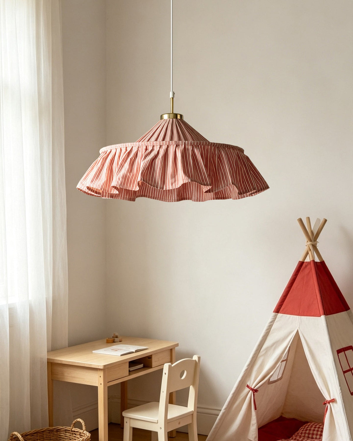 Pemberley Curated Iron & Glass Pendant Light – unlit natural material contrast
