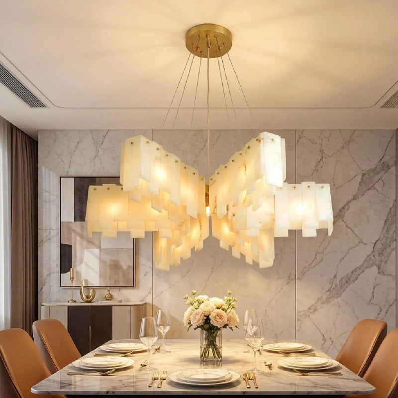 Spanish Alabaster Chandelier View 5 | Pentagram Alabaster Cascade Chandelier | JINSHE | JINSHE