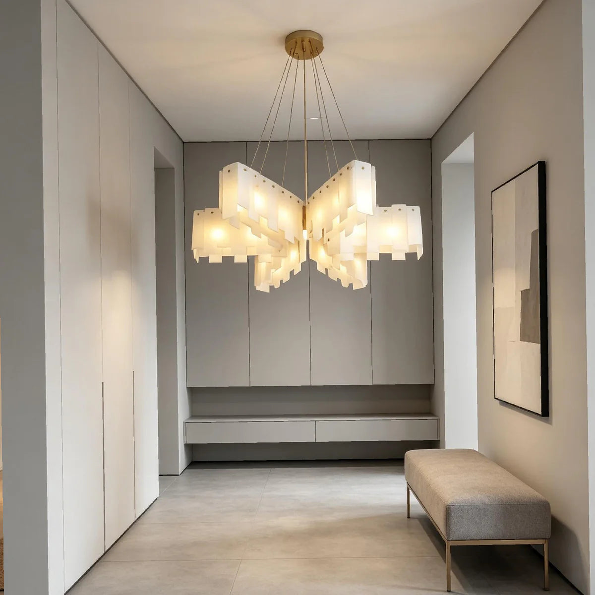 Spanish Alabaster Chandelier View 8 | Pentagram Alabaster Cascade Chandelier | JINSHE | JINSHE