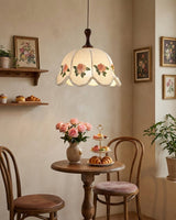 Peonelle Curated Iron & Glass Pendant Light – spatial dining room perspective