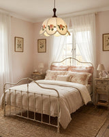 Peonelle Curated Iron & Glass Pendant Light – side angled contour profile