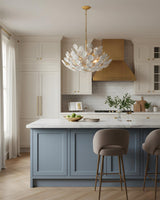 Petalflare Curated Iron & Glass Chandelier installed in residential dining space
