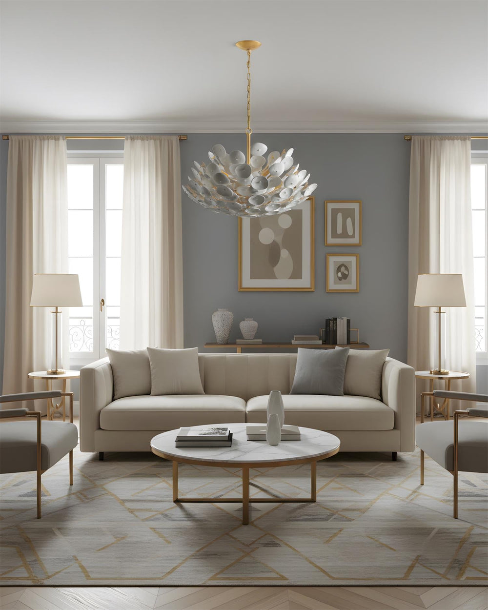 Petalflare Curated Iron & Glass Chandelier