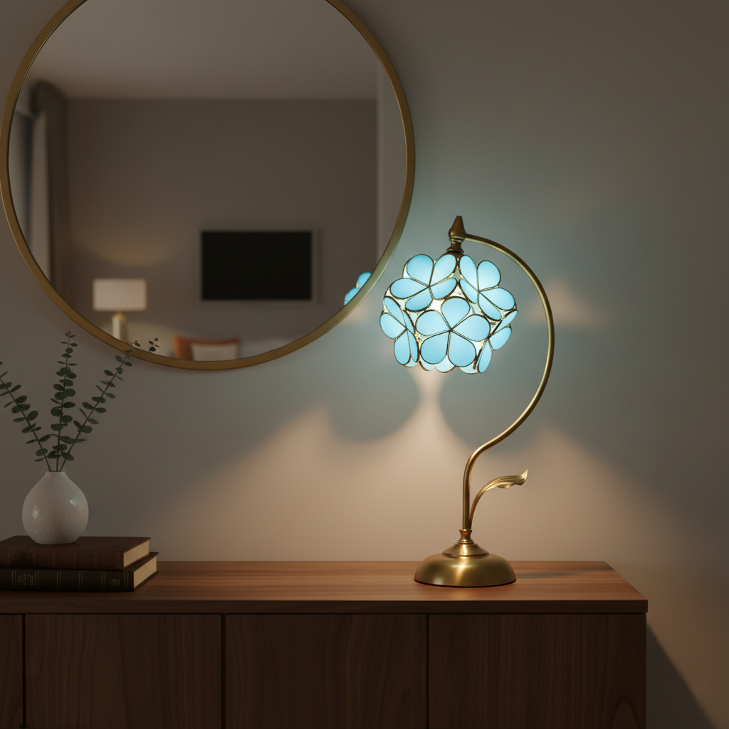 Petalora Curated Mouth-Blown Frosted Glass Table – side angled contour profile