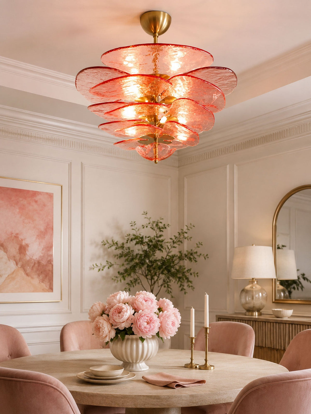 Petala Amber Art Glass Chandelier – handcrafted surface texture