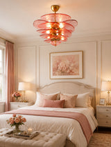 Petala Amber Art Glass Chandelier – illuminated warm ambiance setting