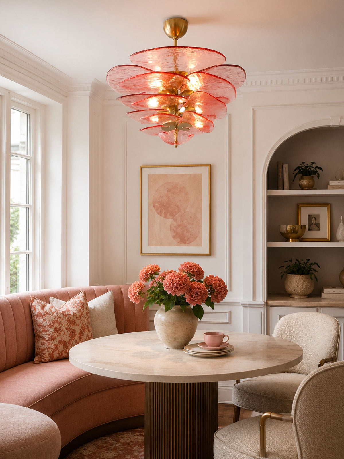 Petala Amber Art Glass Chandelier – architectural ceiling profile