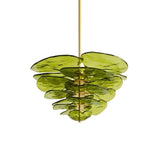 Petala Amber Art Glass Chandelier – illuminated warm ambiance setting #1 #2