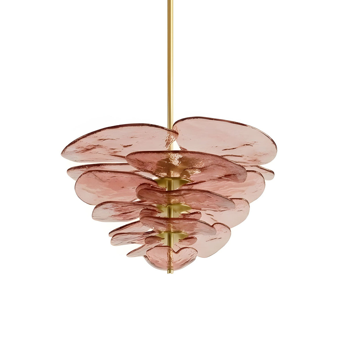 Petala Amber Art Glass Chandelier – side angled contour profile #1