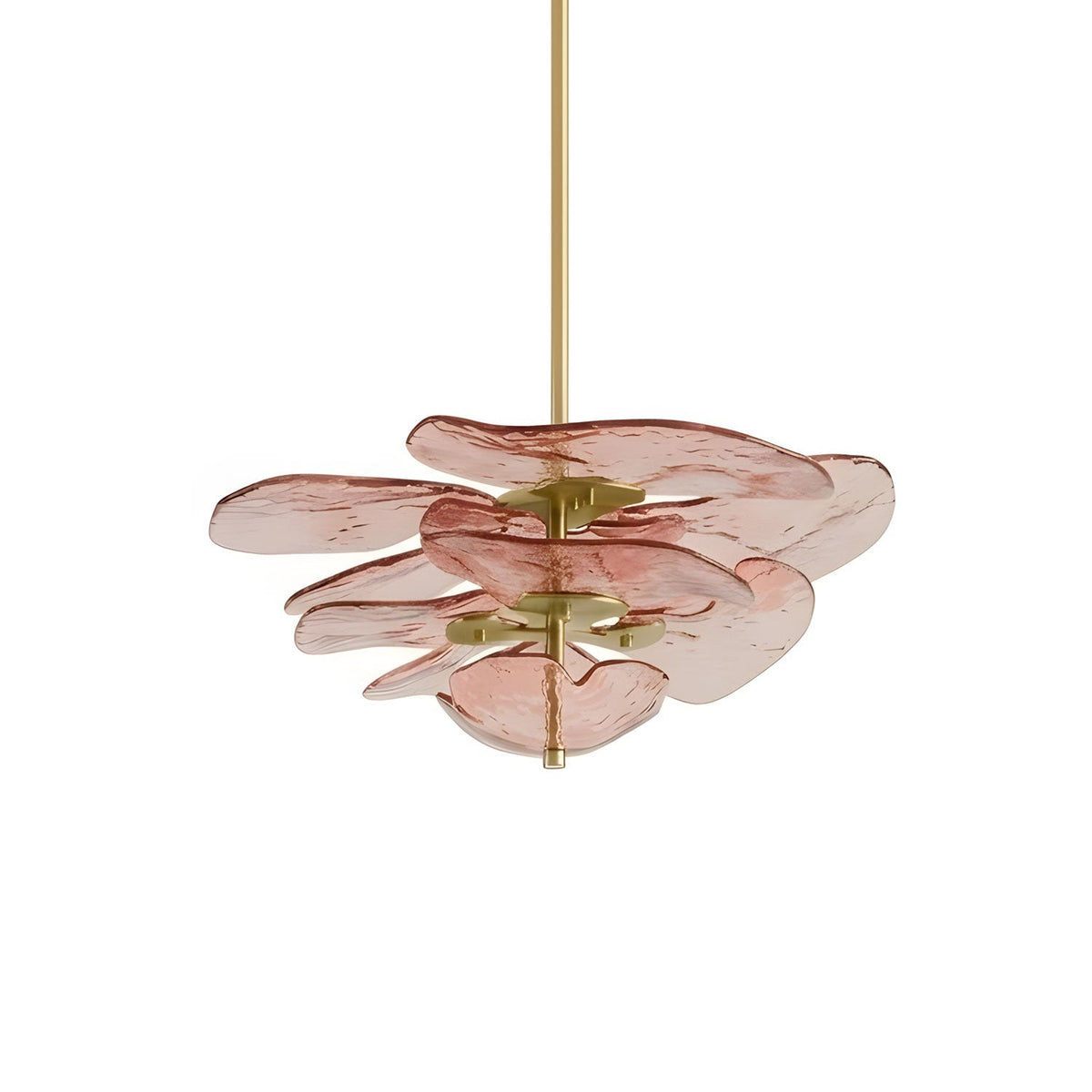 Petala Amber Art Glass Chandelier – illuminated warm ambiance setting #1