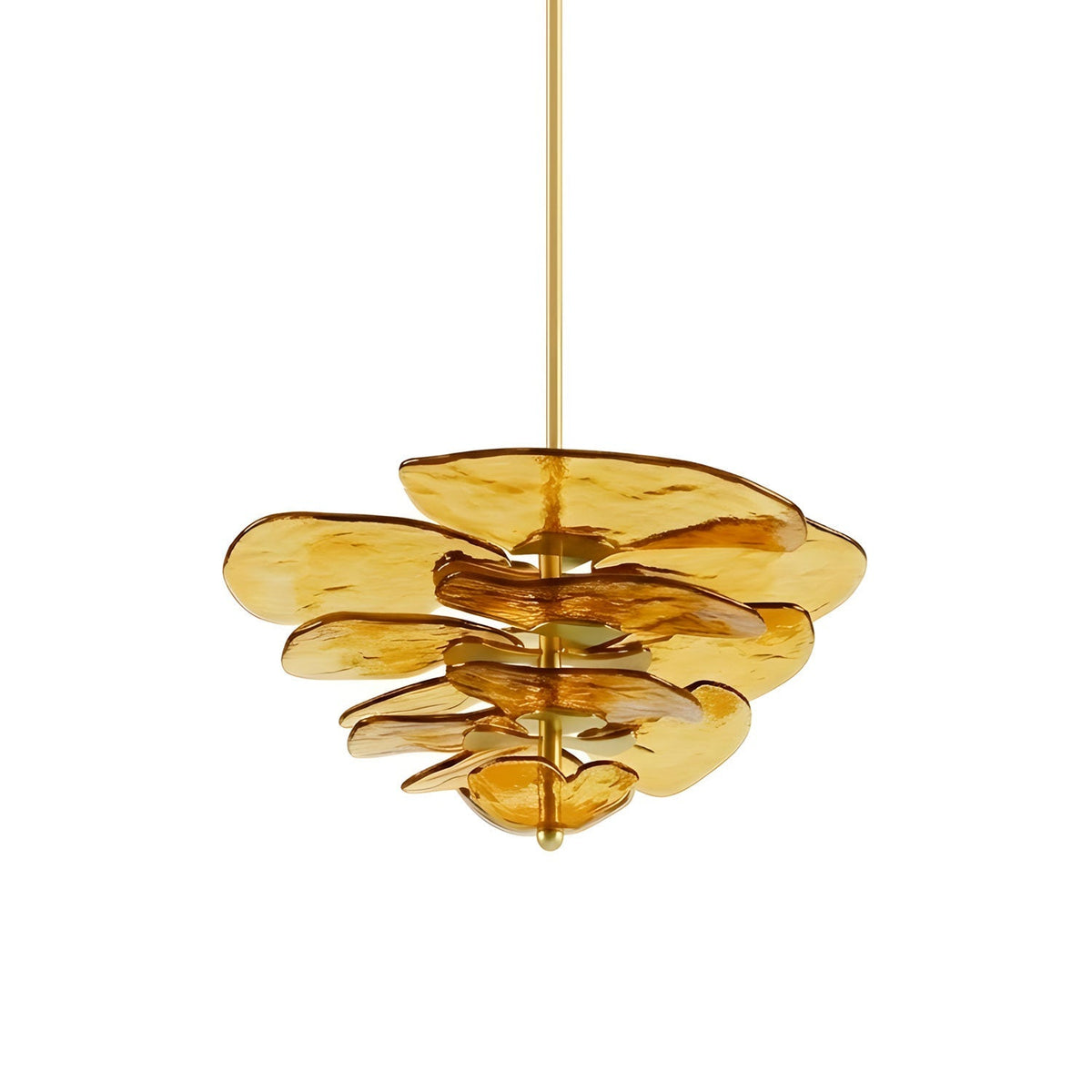 Petala Amber Art Glass Chandelier – full fixture elevation view #1