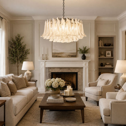 Petals White Glass Chandelier