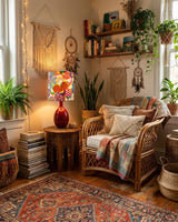 Petalyn Curated Hand-Thrown Ceramic Table Lamp – illuminated warm ambiance setting