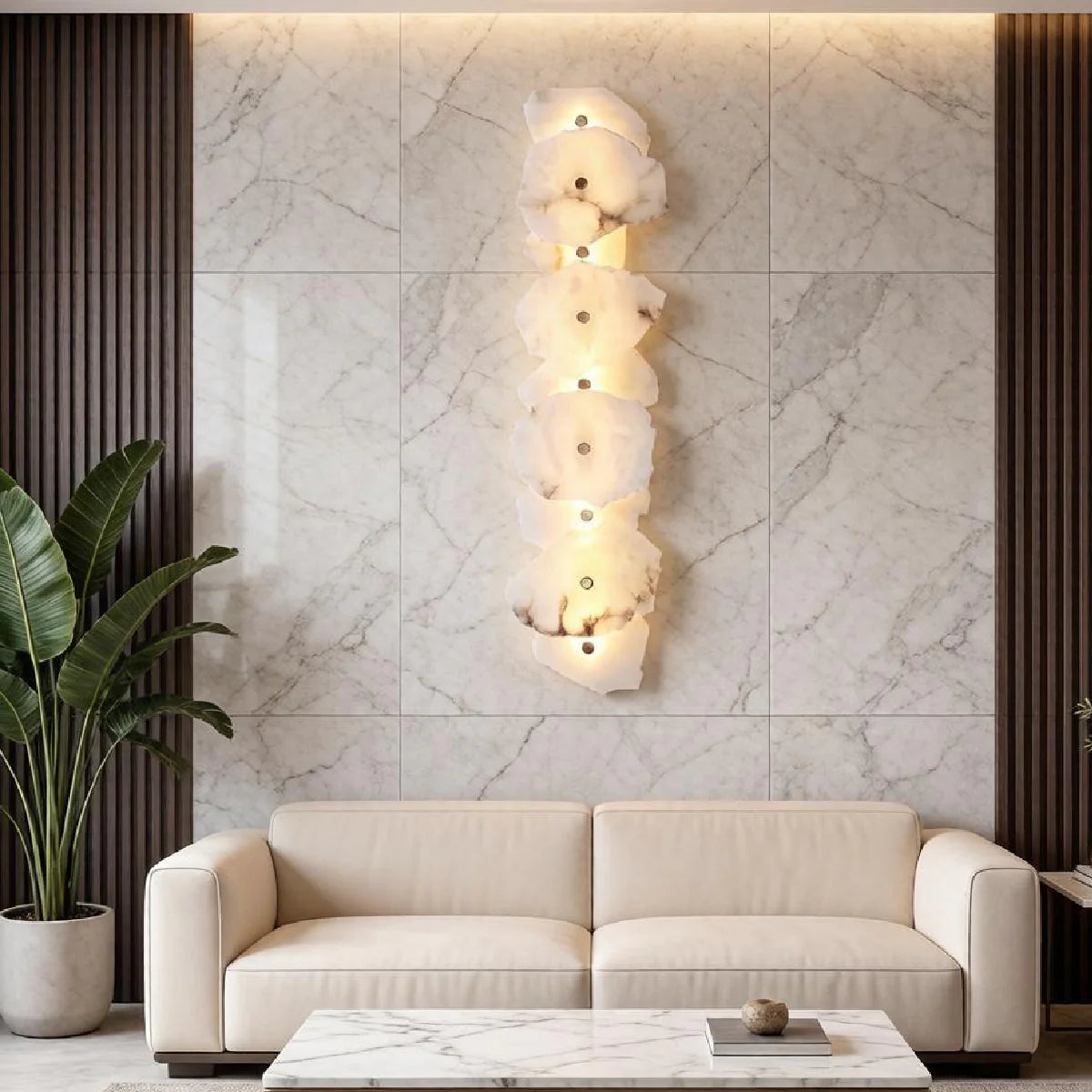 Spanish Alabaster Wall Lamp View 7 | Natural Spanish Alabaster Petra Wall Lamp | Wabi Sabi Lighting | JINSHE | JINSHE