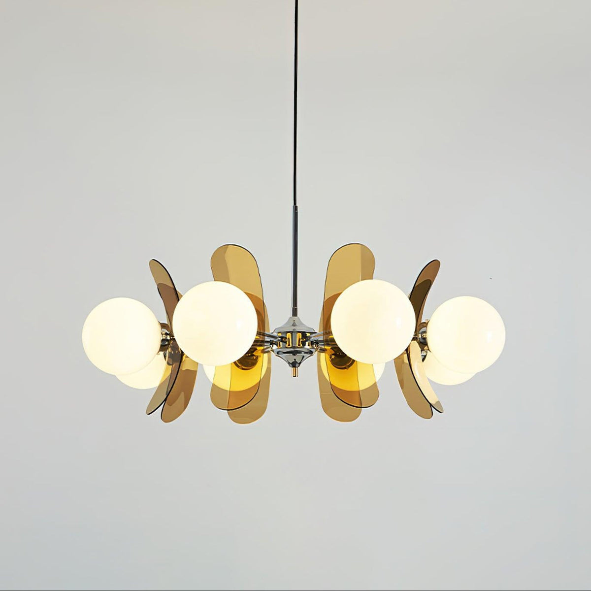 Phosphorescent Curated Mouth-Blown Frosted Glass – spatial dining room perspective #1