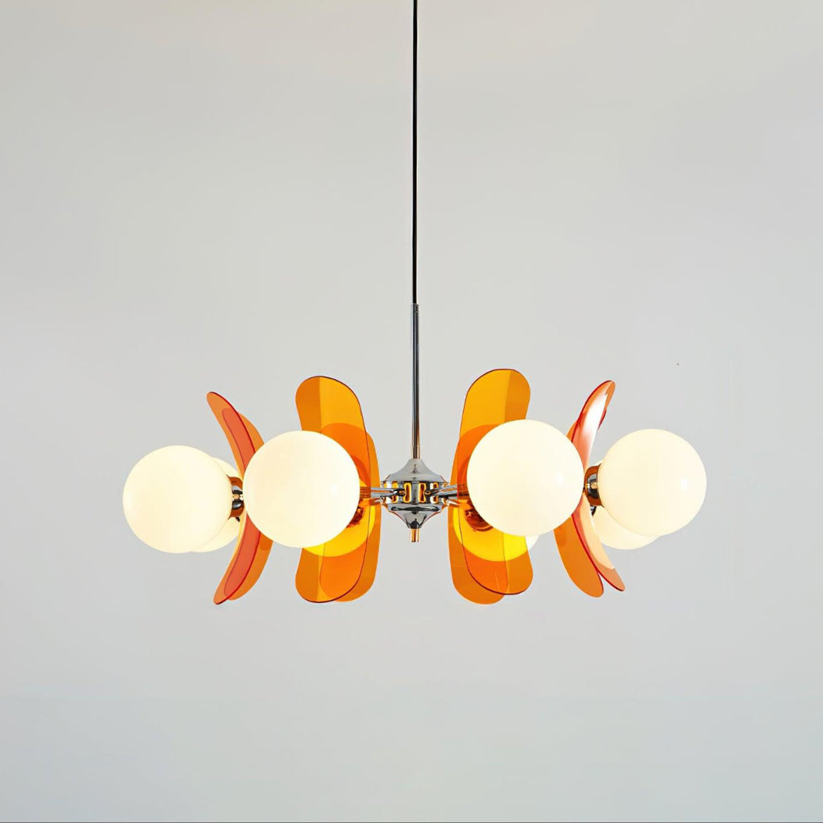 Phosphorescent Curated Mouth-Blown Frosted Glass – full fixture elevation view #1