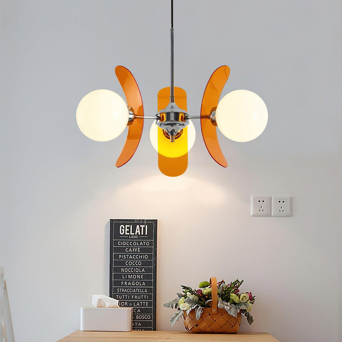 Phosphorescent Curated Mouth-Blown Frosted Glass installed in residential dining space