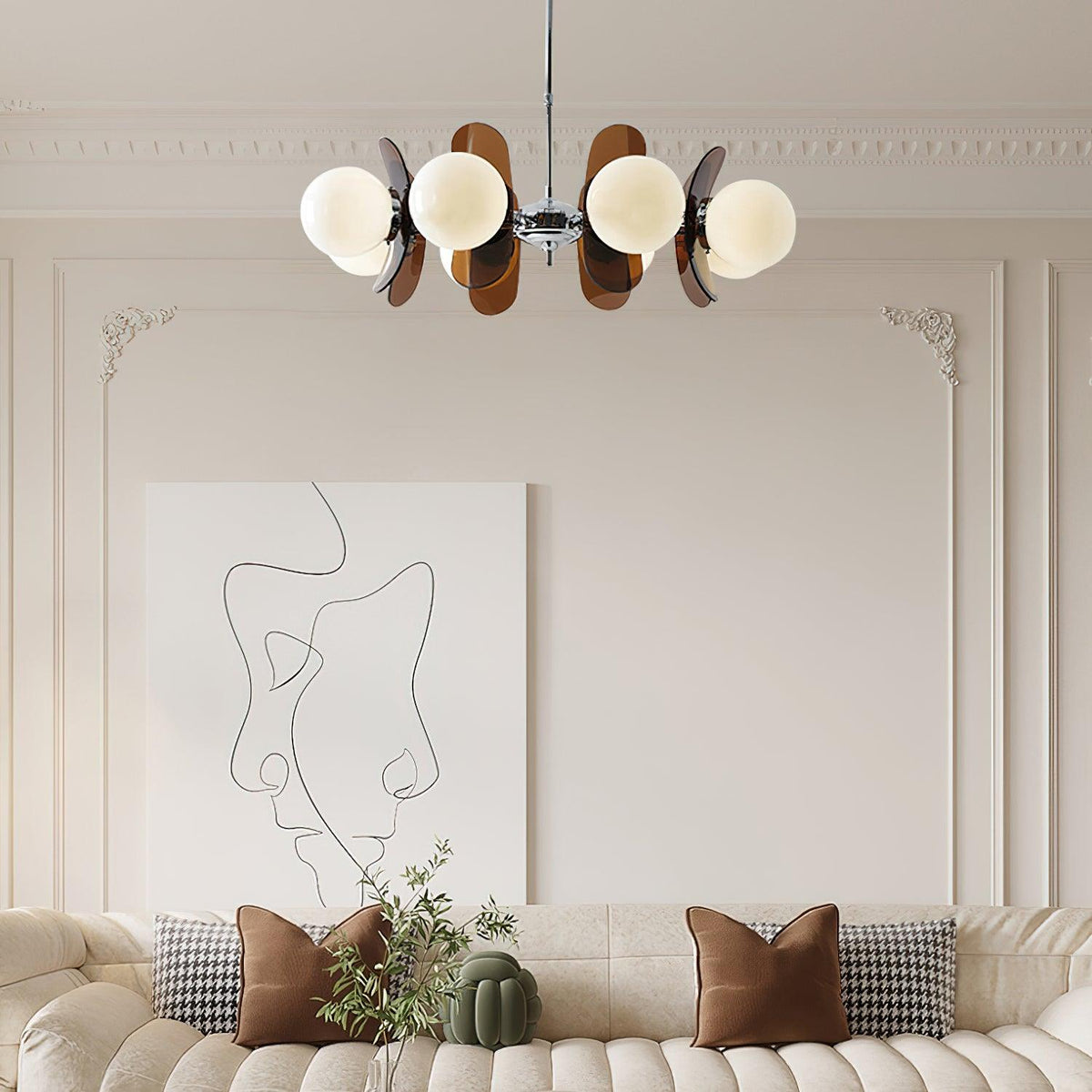 Phosphorescent Curated Mouth-Blown Frosted Glass – full fixture elevation view