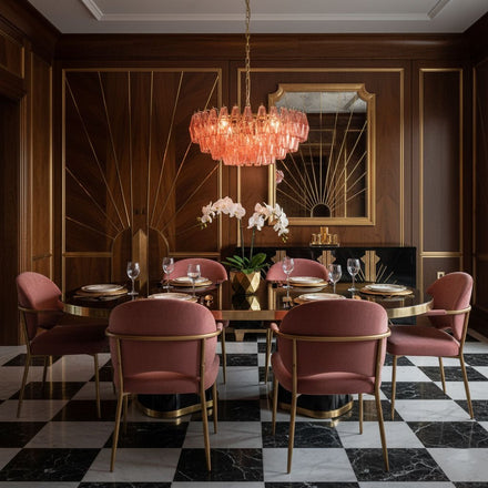 Pink Polygon Drop Chandelier