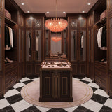 Pink Polygon Drop Curated Mouth-Blown Frosted Gl warm illuminated room view