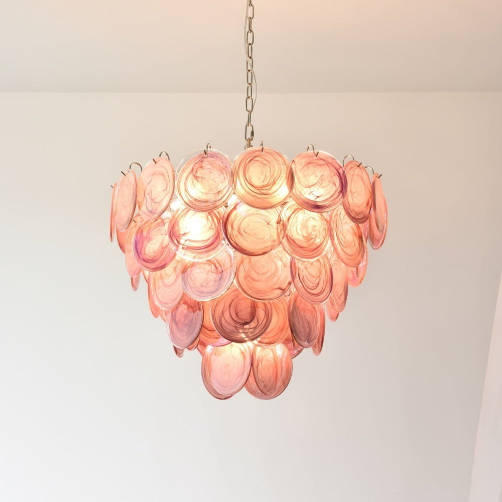 Pink Glass Disc Curated Mouth-Blown Frosted Glas