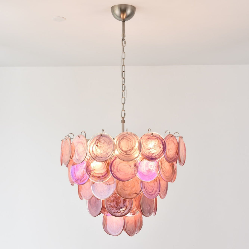 Pink Glass Disc Curated Mouth-Blown Frosted Glas