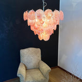 Pink Glass Disc Curated Mouth-Blown Frosted Glas – spatial dining room perspective