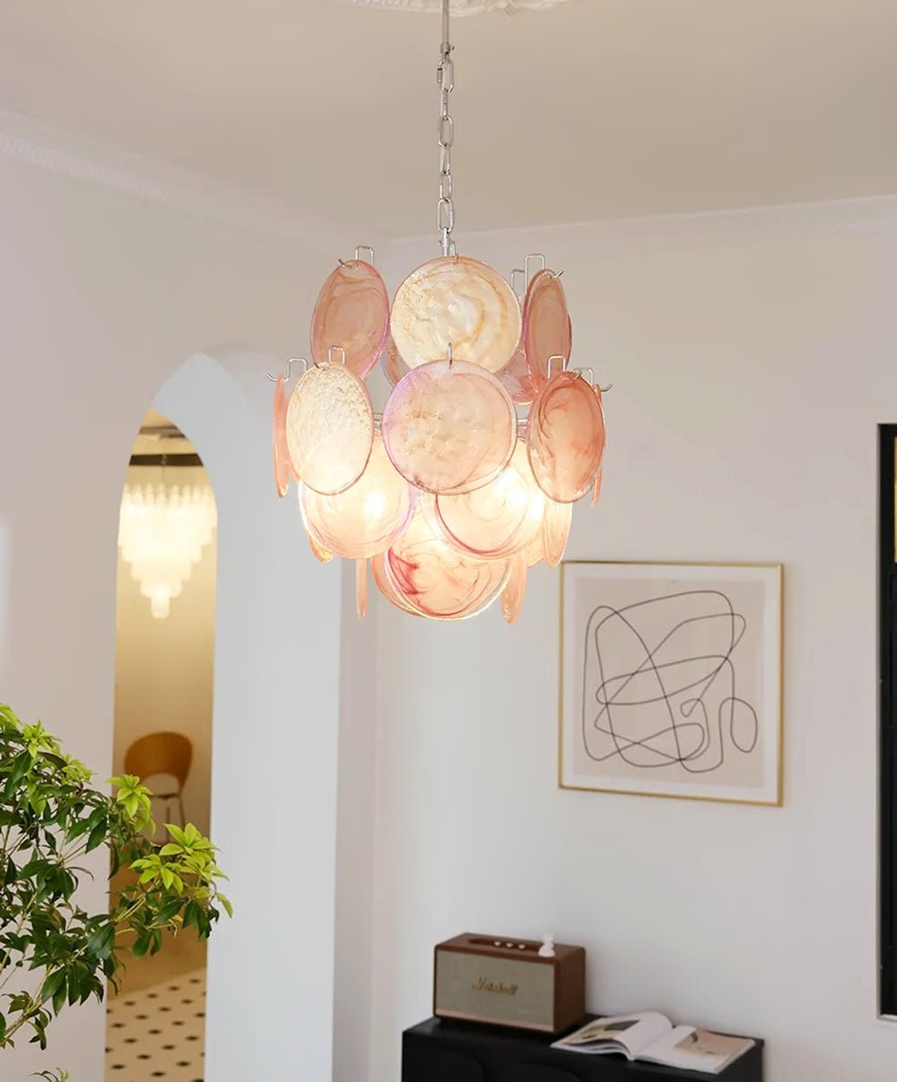 Pink Disc Glass Curated Mouth-Blown Frosted Glas – dimensional scale reference