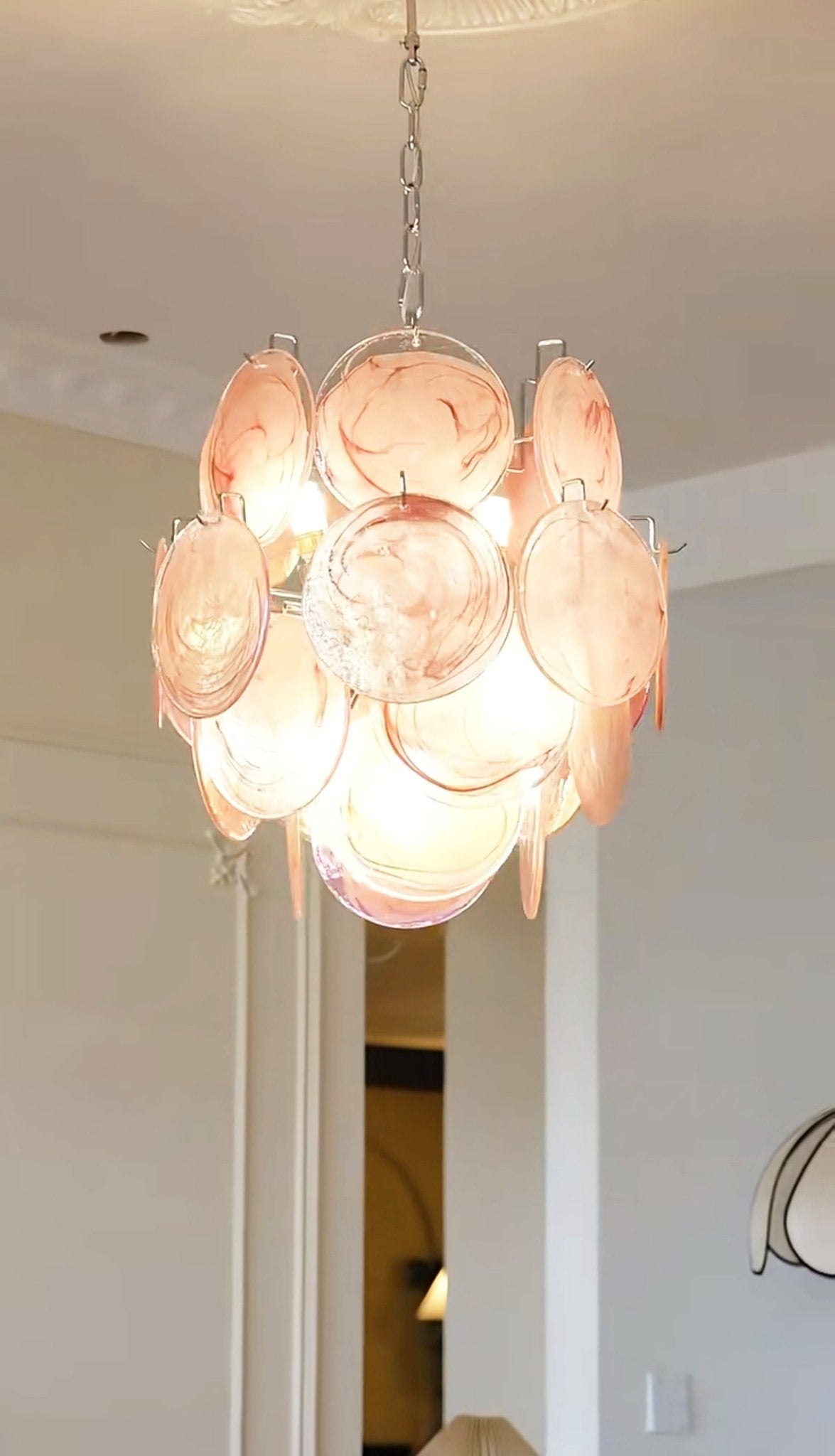 Pink Disc Glass Curated Mouth-Blown Frosted Glas – structural canopy joint detail