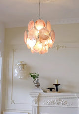 Pink Disc Glass Curated Mouth-Blown Frosted Glas warm illuminated room view