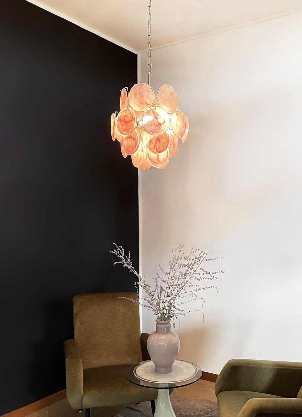 Pink Disc Glass Curated Mouth-Blown Frosted Glas