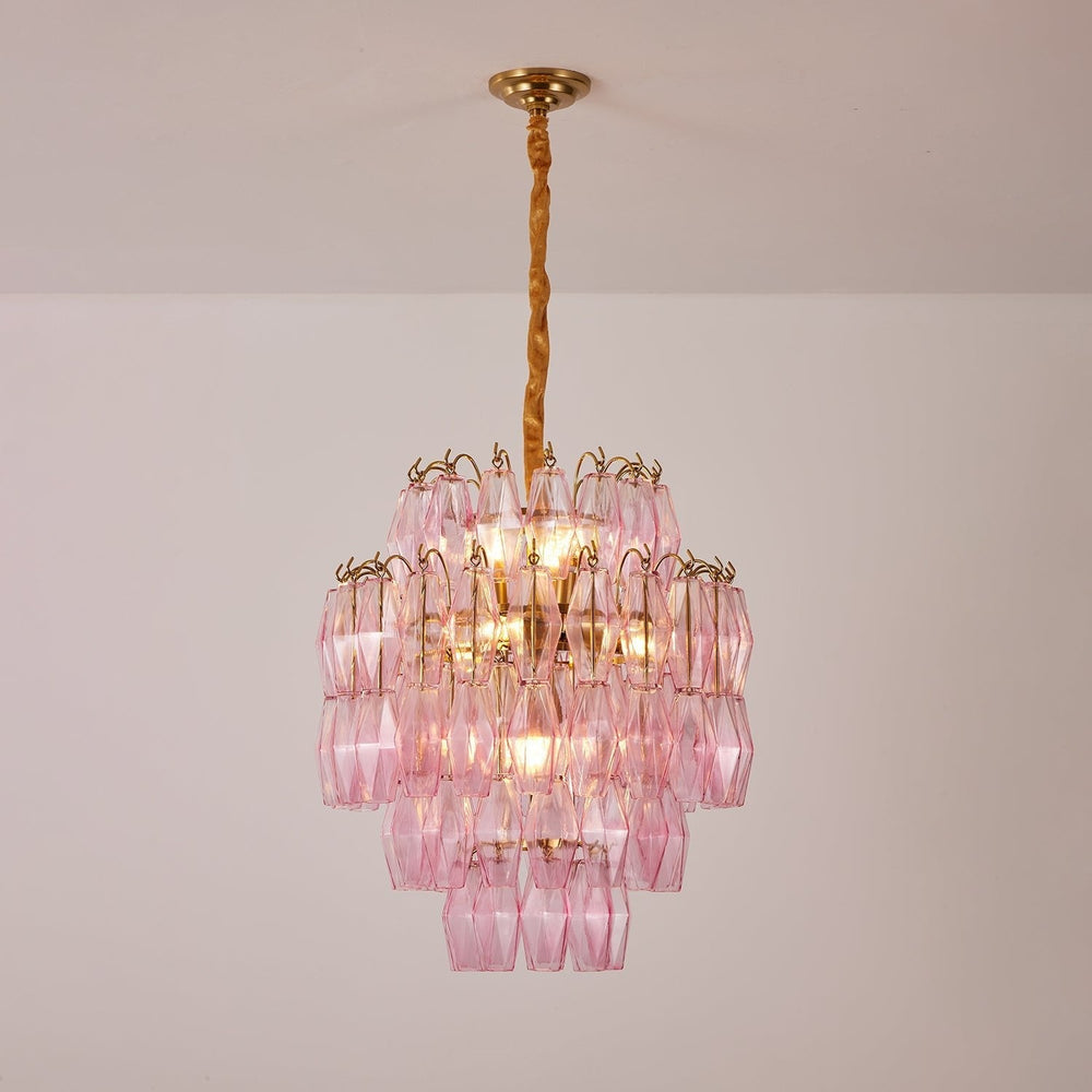 Pink Glass Prism Curated Mouth-Blown Frosted Gla