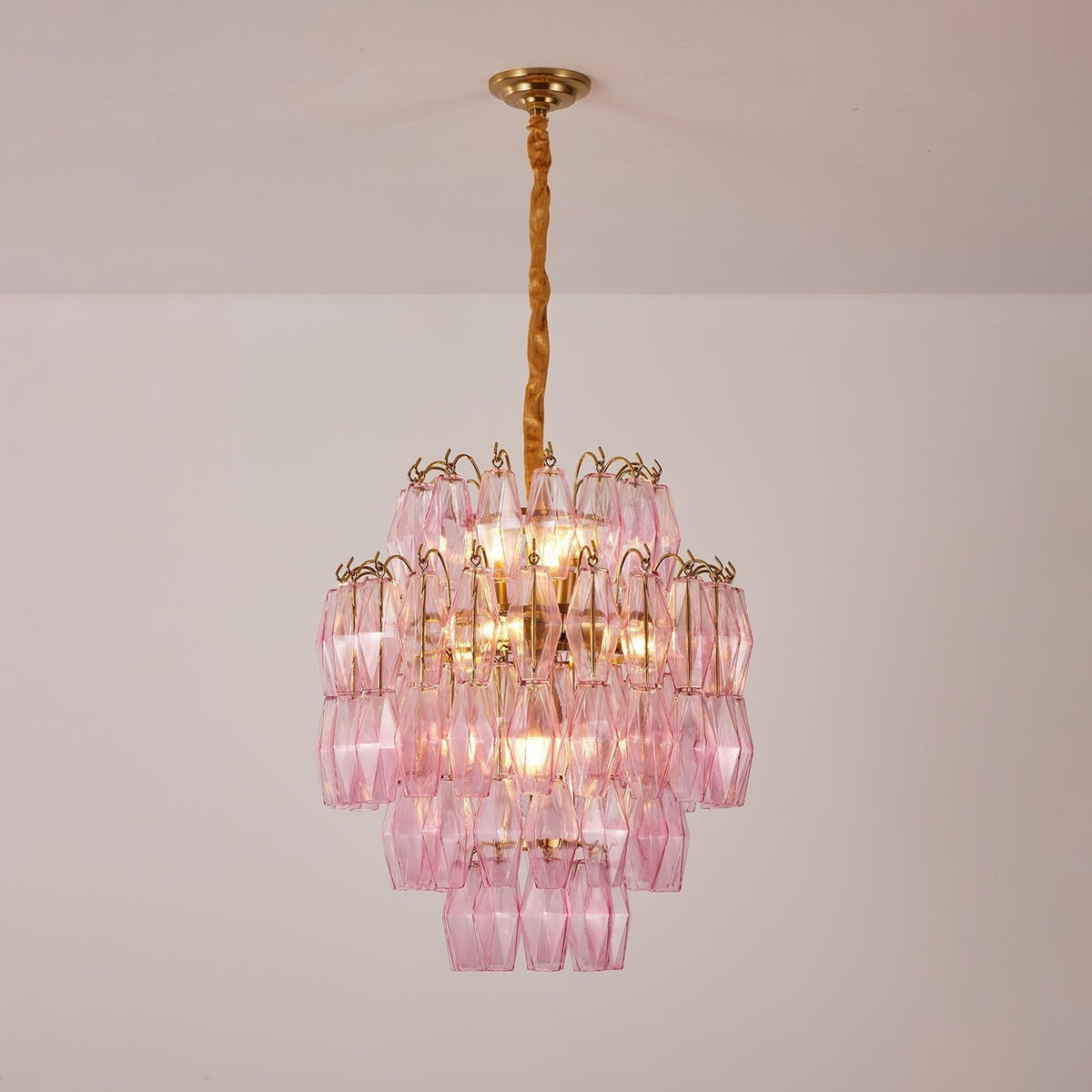 Mouth-Blown Frosted Glass craftsmanship detail on Pink Glass Prism Curated Mouth-Blown Frosted Gla