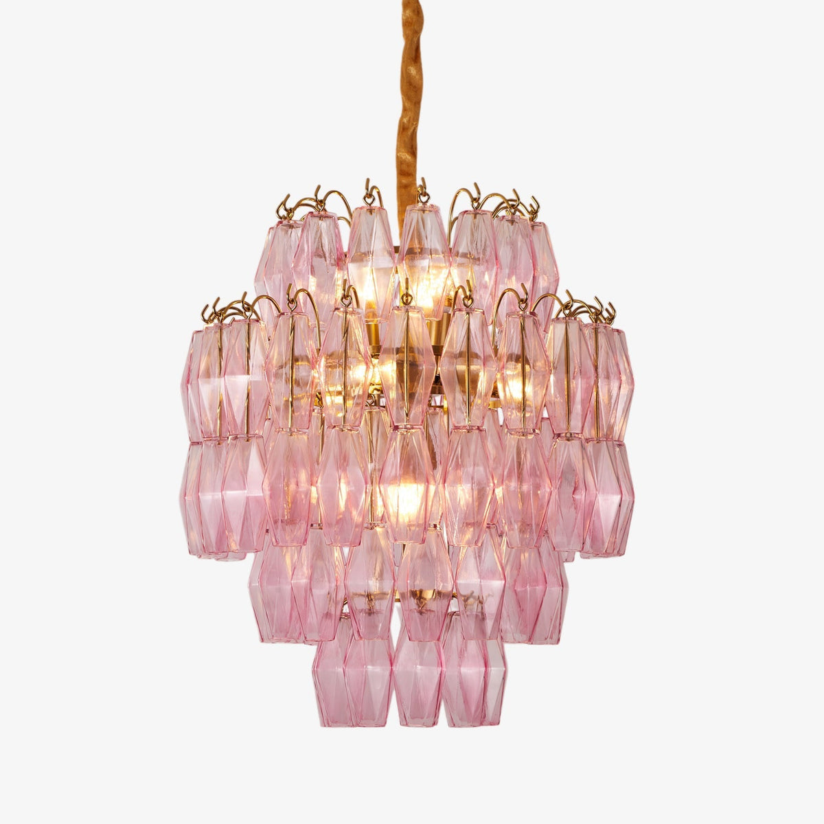 Pink Glass Prism Curated Mouth-Blown Frosted Gla – Mouth-Blown Frosted Glass Chandelier