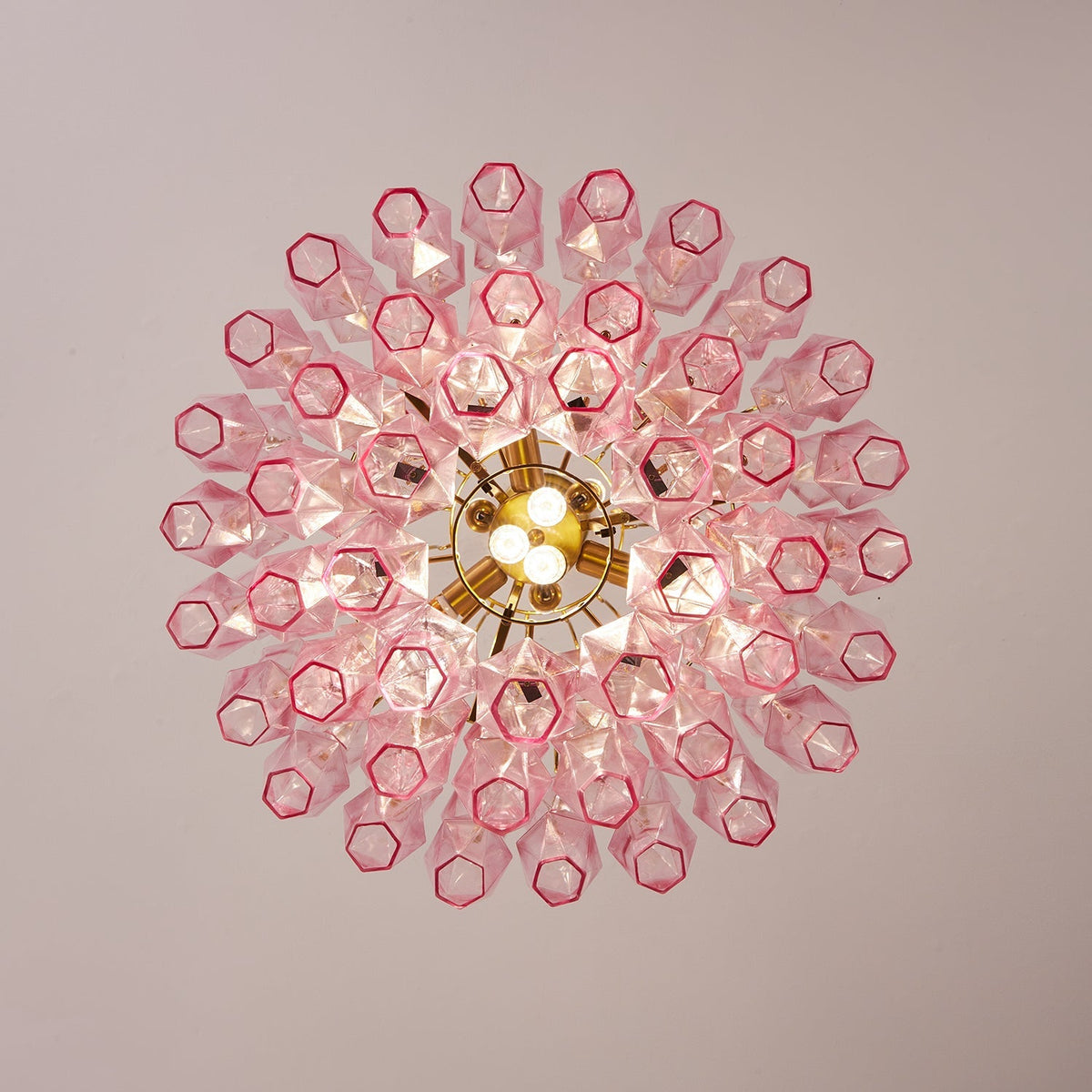Pink Glass Prism Curated Mouth-Blown Frosted Gla – dimensional scale reference