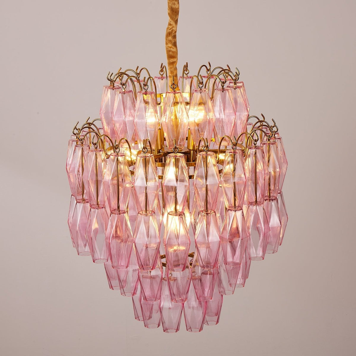 Pink Glass Prism Curated Mouth-Blown Frosted Gla – illuminated warm ambiance setting