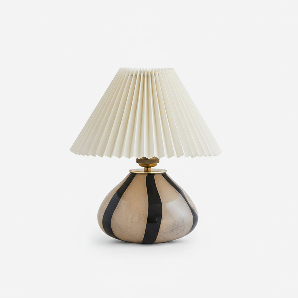 Pleated Cavolo Curated Mouth-Blown Frosted Glass – Mouth-Blown Frosted Glass Table Lamp