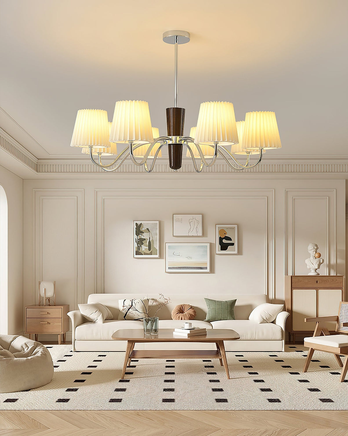 Plisse Curated Solid Hardwood Chandelier – macro detail view