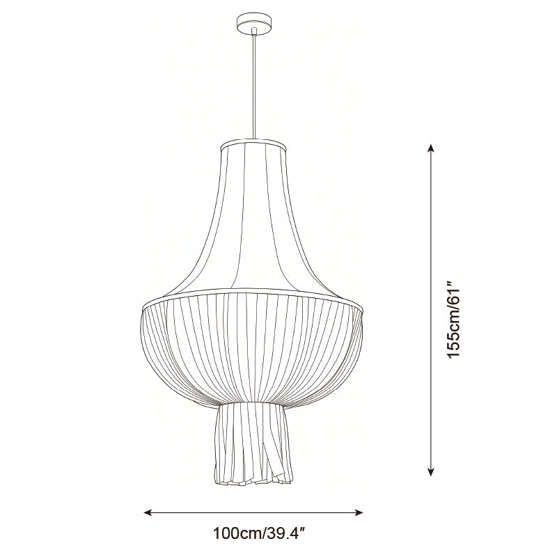 Plisselle Curated Iron & Glass Pendant Light – dimensional scale reference
