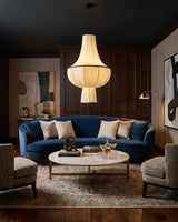Plisselle Curated Iron & Glass Pendant Light – spatial dining room perspective