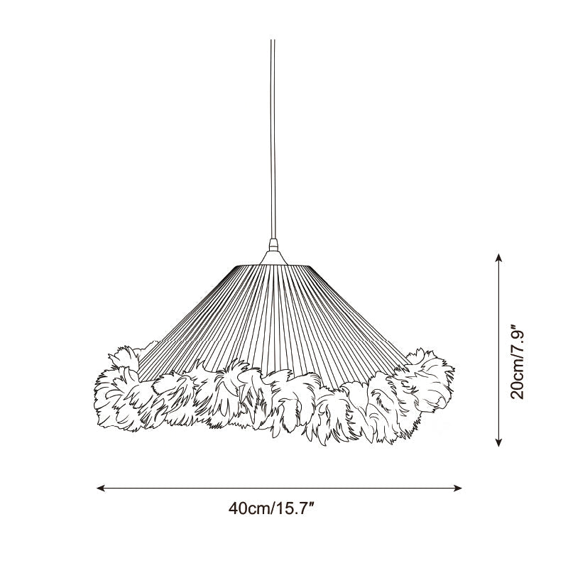 Pluma Fringe Curated Woven Rattan Pendant Light – macro detail view