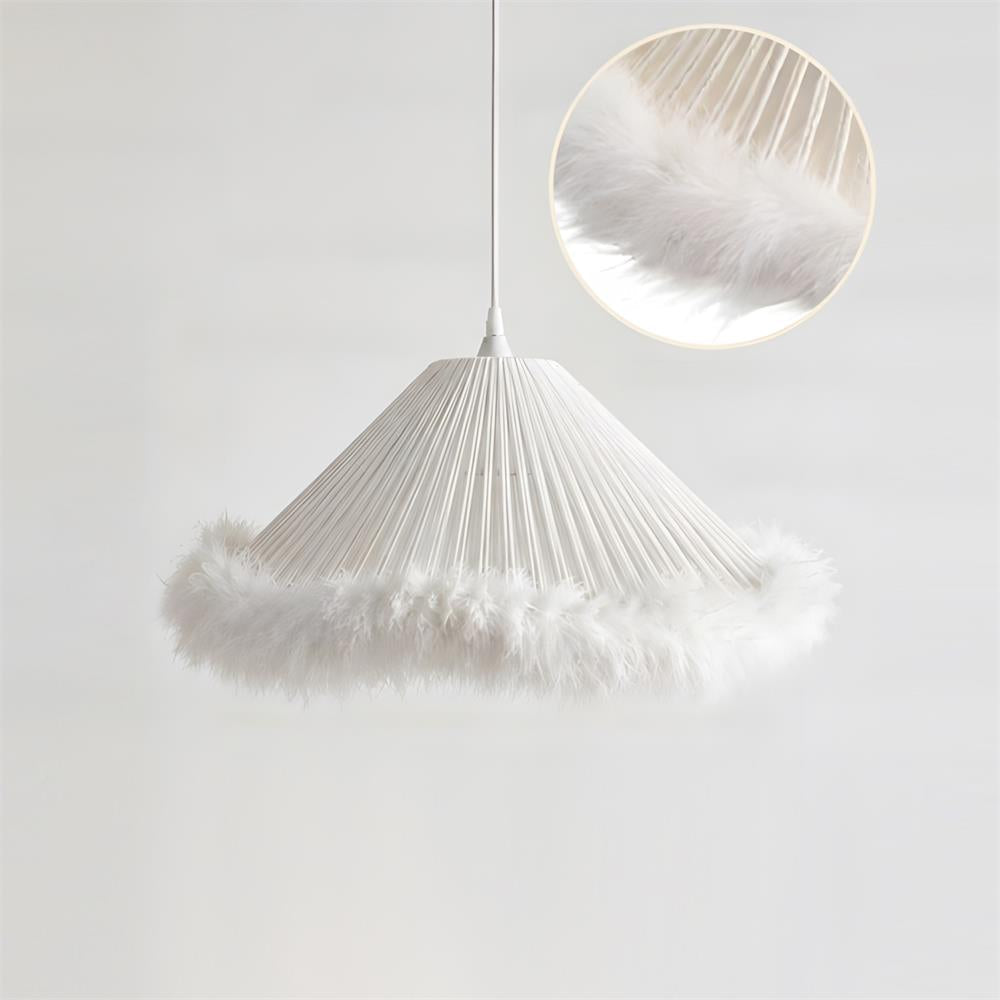 Pluma Fringe Curated Woven Rattan Pendant Light – Dia 50cm x H 25cm  ∅ 19.6 x H 9.8 finish configuration #1 #2