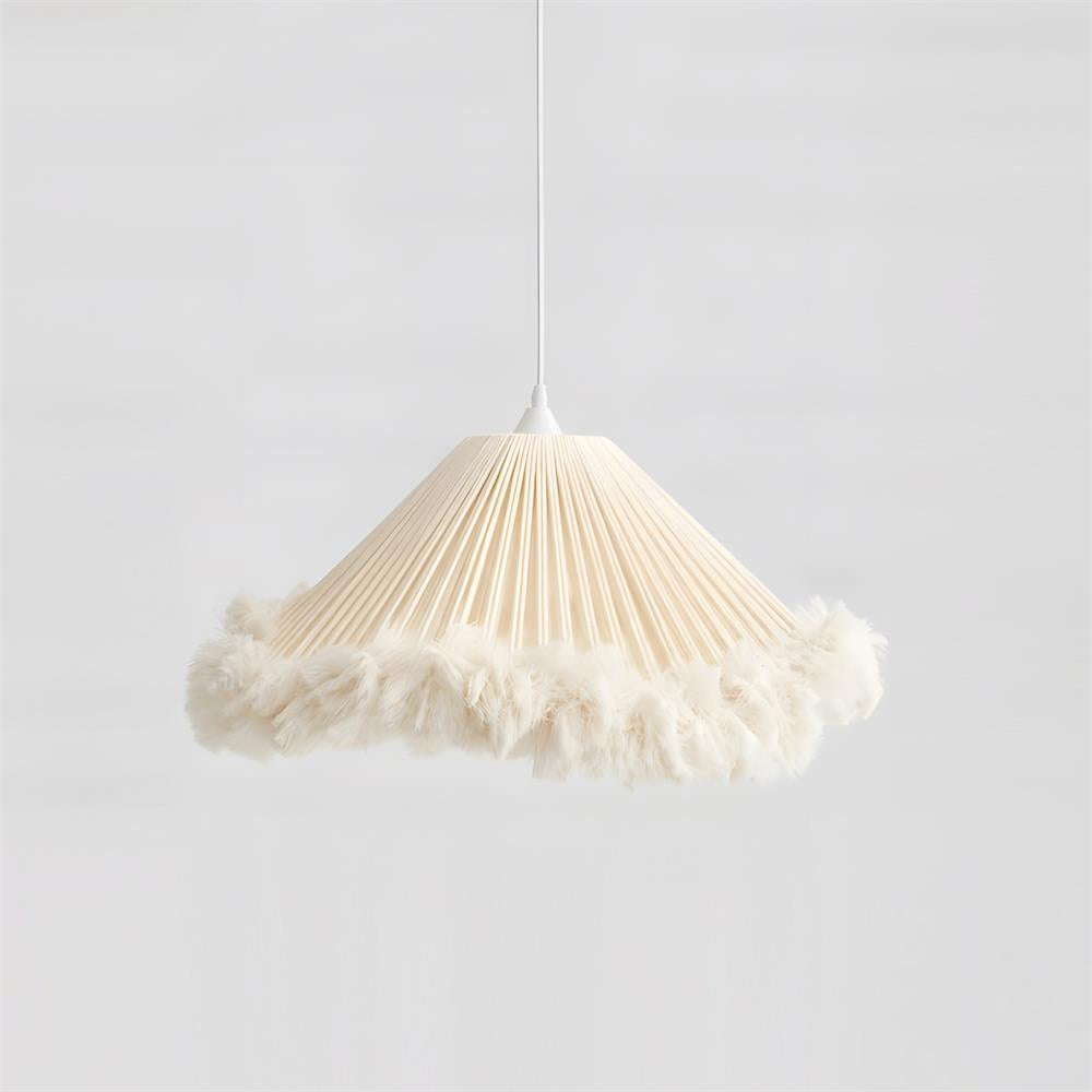 Pluma Fringe Curated Woven Rattan Pendant Light – Dia 50cm x H 25cm  ∅ 19.6 x H 9.8 finish configuration #1